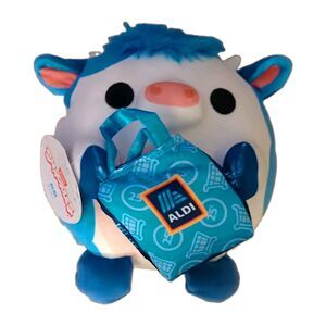 ALDI Squishmallows Blue & White Cow Plush Stuffed Animal w/ ALDI Bag 2022